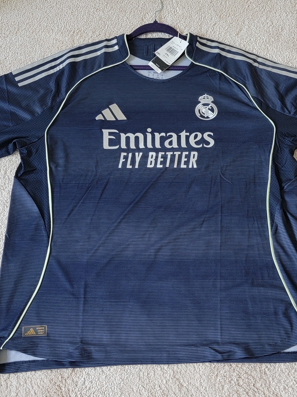 Adidas Real Madrid 25/26 Away Authentic Jersey Long Sleeve - Legend Ink - NWT -